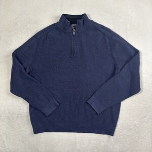 Tommy Bahama Reversible Blue 1/4 Zip Long Sleeve Pima Cotton Sweater Men's XL